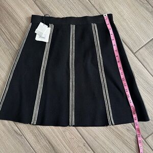 Sandro Black Skirt with White Stripes